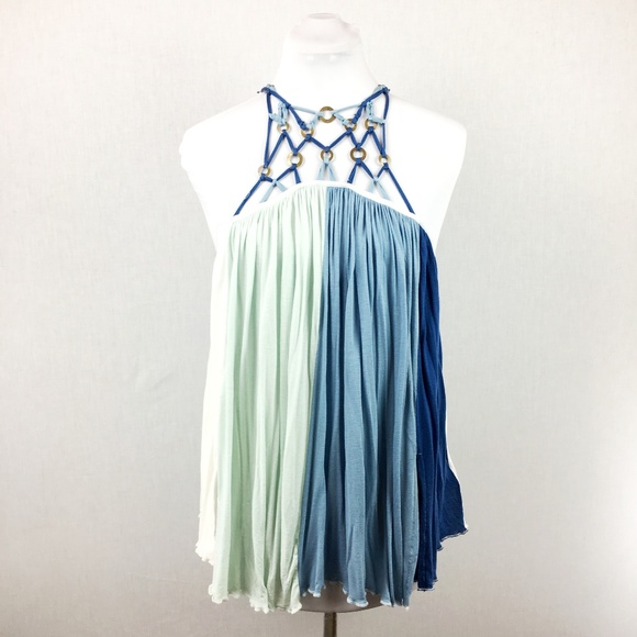 Free People Tops - Free People Sz XS Blue white ombre colorblock tank